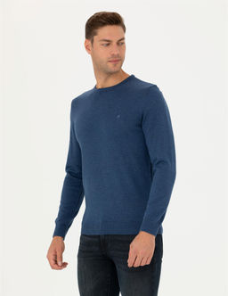 _ndigo Melanj Slim Fit Bisiklet Yaka Basic Triko Kazak