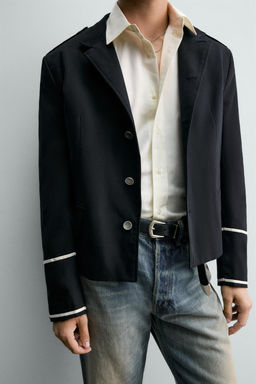 CHAQUETA CROPPED FIT CONTRASTES / Azul - Zara фото 5