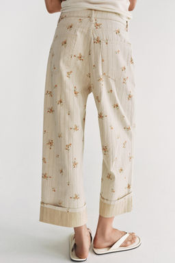 JEANS ZW COLLECTION TAPERED TIRO MEDIO FLORES / Beige - Zara фото 3