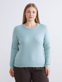 Bisiklet Yaka Kendinden Desenli Kad?n Triko Kazak