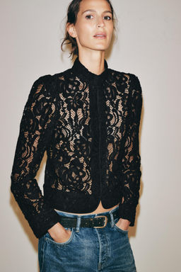 BLAZER ENCAJE ZW COLLECTION / Negro
