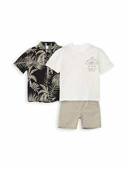 Erkek ?ocuk G?mlek Ti??rt ve ?ort 3l? Tak?m