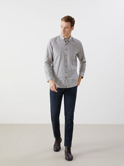 Regular Fit Uzun Kollu Ekose Gabardin Erkek G?mlek