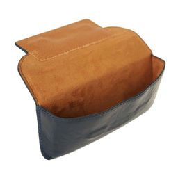 Футляр для очков с принтом Eshemoda Бабочка кружево, натуральная кожа, темно-синий