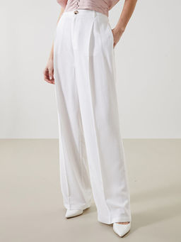 Loose Fit Keten Kar???ml? Kad?n Pantolon