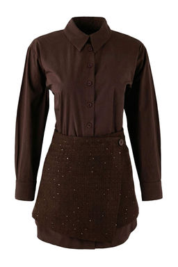 Kahverengi Duz K?sa / Mini Tuvit Etekli Dokuma Gomlek Elbise TWOAW26EL00367 - Trendyolmilla фото 5