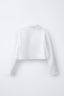 BLAZER CROPPED 100% LINO / Blanco roto - Zara фото 2