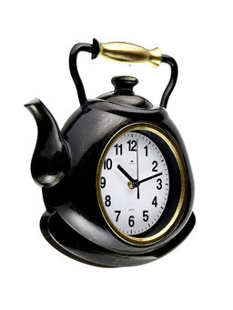 Часы настенные для кухни «Классика. Чайник», бесшумные, плавный ход, чёрные с золотом