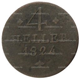 Монета 4 геллера 1824 года Германские государства Гессен-Кассель