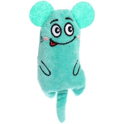Цена за 3 шт. Игрушка для кошек мягкая "Мышка", цвет голубой, 14*5см/14гр (лейбл)