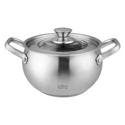 LR02-263 Кастрюля LARA (нерж) ТОКИО 20x12,5см 4.1л, индукц капсул дно, крышка со стекл вставкой
