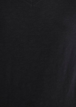 V Yaka Flaml? Siyah Basic Tisort - Mavi фото 6