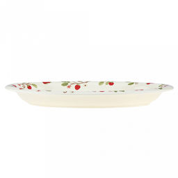 "Земляничная поляна" Блюдо фарфоровое 315х210х36мм, 600мл, овальное, с деколью, загнутый край, кремовый (Китай)