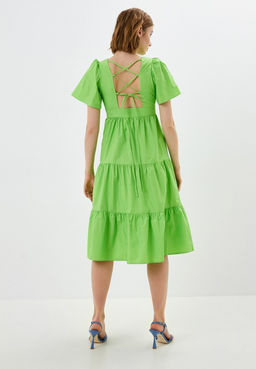 Зеленое хлопковое платье - Incity фото 10