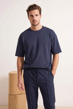 Indigo Oversize/Genis Kesim Yumusak Dokulu Basic T-Shirt TMNSS26TS00003 - Trendyolmilla фото 10