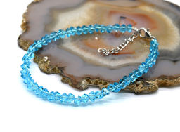 Браслет из циркона огранка 4мм цвет голубой, 17см