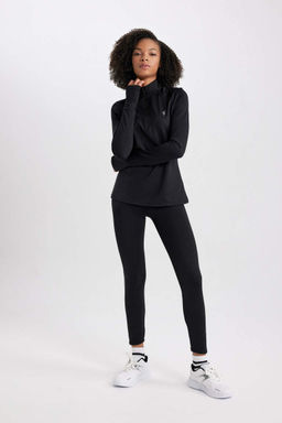 DeFactoFit Футболка с длинным рукавом и воротником стандартной посадки с принтом  фото 2