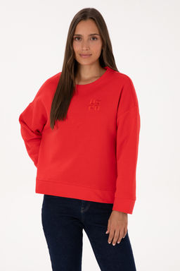 Kad_n K_rm_z_ Basic Sweatshirt Sepette S_rpriz _ndirim - U.s. polo assn фото 3