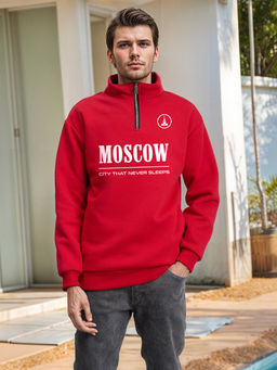 Толстовка мужская с зип-воротником "Moscow" красный