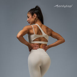 Топ спортивный женский ONLYTOP Asymmetry, размер 42 (S), бежевый