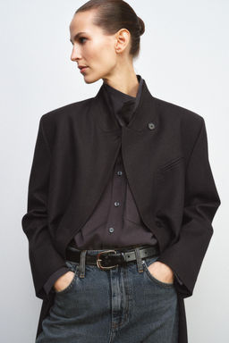 100% LEATHER BELT WITH SQUARE BUCKLE