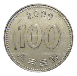 Монета 100 вон 2009 года Южная Корея