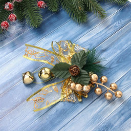 Ёлочная игрушка Зимнее волшебство. Новогодний стиль пластик, бант прозрачный, 1612 см, золото фото 3