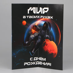 Цена за 5 шт. Объёмная открытка С Днём рождения, космос, 12 х 18 см