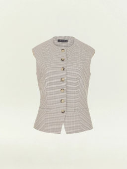 Однобортный жилет с принтом гусиная лапка, GL118/cage - Emka фото 7