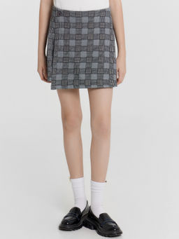 Шорты юбка для девочек серые в клетку - Mark formelle фото 2