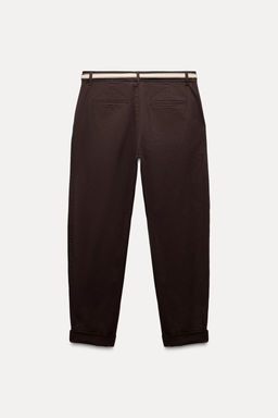 BELTED CHINO TROUSERS - Zara фото 6