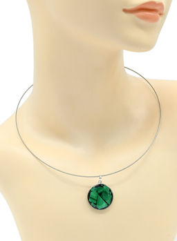 Кулон "Мозаика" на чокере из малахита 25мм-26мм.