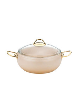 Кастрюля с крышкой стеклянной 22х10 см (3,5 л) с АПП, цв. кремовый/золотой, арт. 3000-CRM/GD-22 - D.L.K. фото 4