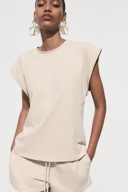 DROP SHOULDER TEXTURED T-SHIRT - Zara фото 2