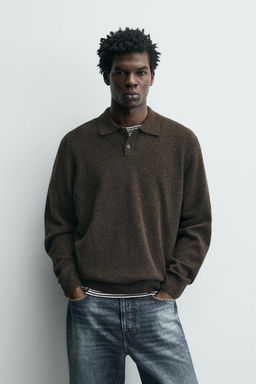 POLO PUNTO REGULAR FIT MEZCLA LANA / marr?n vigor? - Zara фото 2