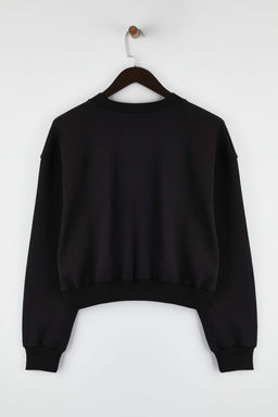 Siyah Soft Touch Serit Tas Akseusar Detayl? Bisiklet Yaka Orme Sweatshirt TWOAW26SW00224 - Trendyolmilla фото 6