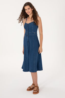 Kad_n Mavi Midi Boy Y_rtma_l_ Jean Elbise Sepette S_rpriz _ndirim - U.s. polo assn фото 3