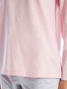 Bisiklet Yaka D?z Uzun Kollu Kad?n Pijama Tak?m?