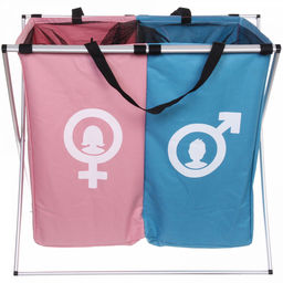Корзина для белья двойная складная "Мужское, Женское" 59*39*56 см