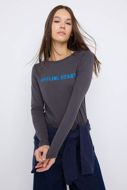 Teen Antrasit Bask?l? Fitted/Vucuda Oturan Orme Bluz TWOAW25BZ00126