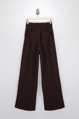 Bej Beli Lastikli Wide Leg/Genis Paca Pantolon TWOSS25PL00123 - Trendyolmilla фото 5