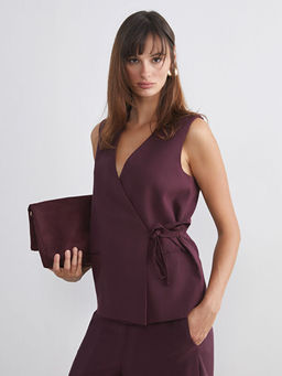 Kruvaze Yaka Kad?n Klasik Yelek