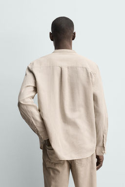 CAMISA RELAXED FIT LINO - ALGOD?N / Beige claro - Zara фото 3