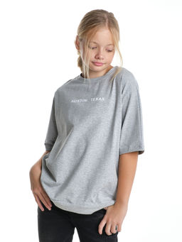 Футболка с принтом 22-7613 светло-серый меланж - Mini maxi фото 4