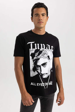 Футболка стандартного кроя с круглым вырезом и короткими рукавами Tupac Shakur