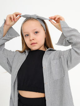 Рубашка в полоску Лен, черная - Inzibe фото 18