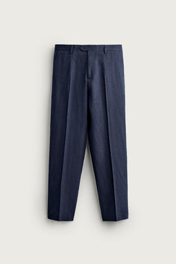 PANTAL?N REGULAR FIT TRAJE LINO - LANA / Azul - Zara фото 5