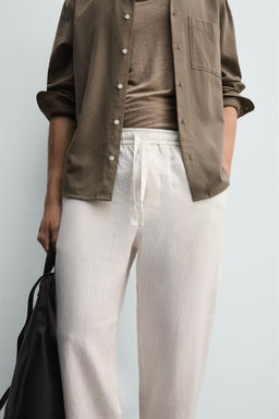 PANTAL?N RELAXED FIT 100% LINO / Blanco - Zara фото 5