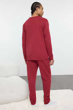 TRENDYOL MAN Erkek Lacivert Regular Fit Bask?l? Orme Pijama Tak?m? TMNAW25PT00002 - Trendyolmilla фото 5