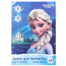 Набор Анна и Эльза А4: 10 л. цв. одност. мел. картона и 16 л. цв. двуст. бумаги, Холодное сердце 9 - Disney фото 6